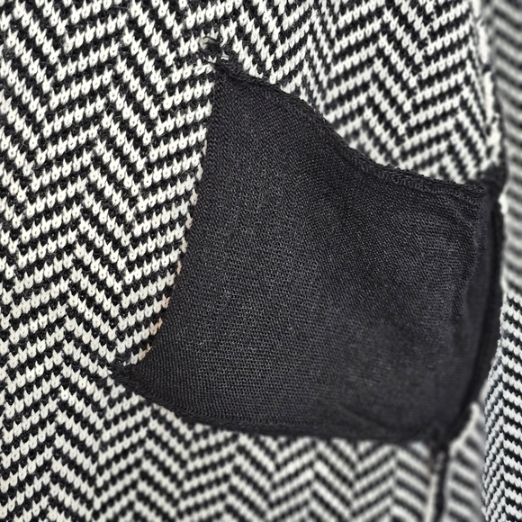 Gio & Gio Italy Black White Chevron Herringbone Knit Long Coat Cardigan Jacket L - Picture 6 of 15